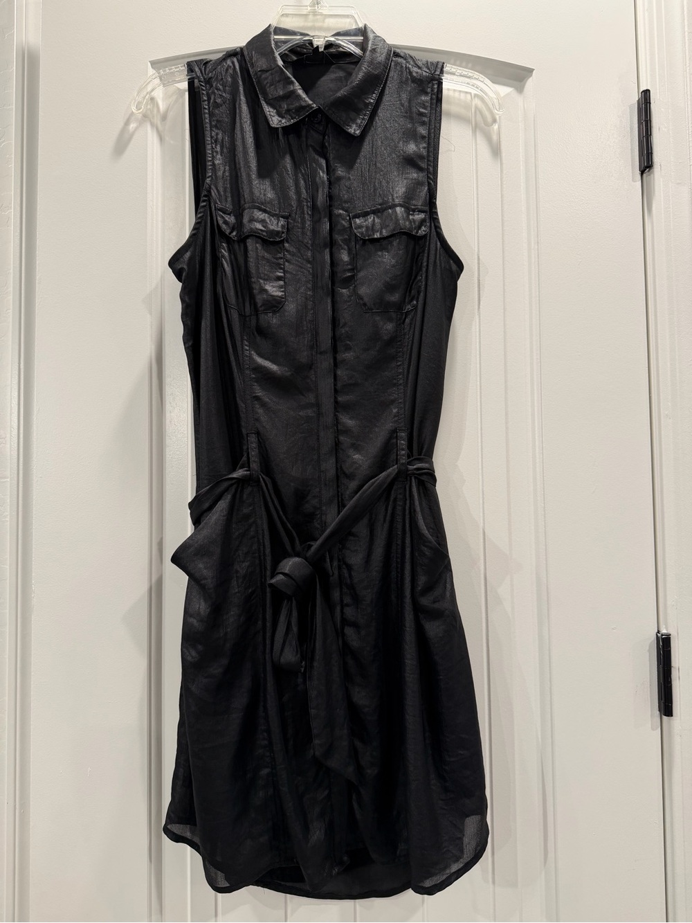 Guess Black Cutout Back Sleeveless Shirt Mini Dress Size Small Shimmer Spooky Go